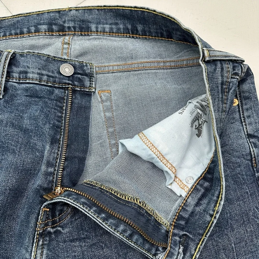 Levi's 527 Slim BootCut Jeans Men Actual 35x32 Dark Blue Cotton Stretch Denim